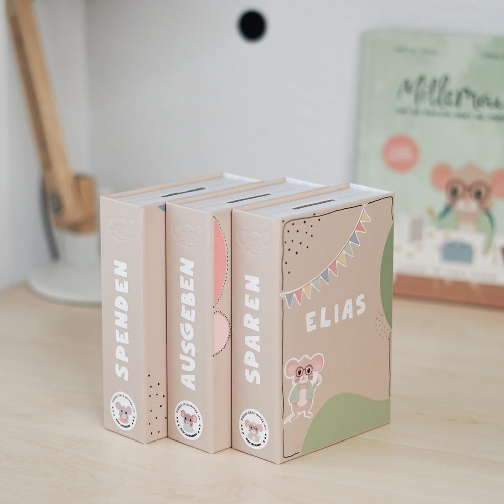 
                      
                        Modulares Spardosen-System in Buchform
                      
                    